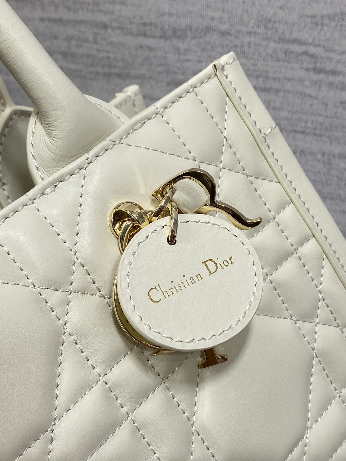 Small Dior Book Tote Bag Latte Macrocannage Calfskin 